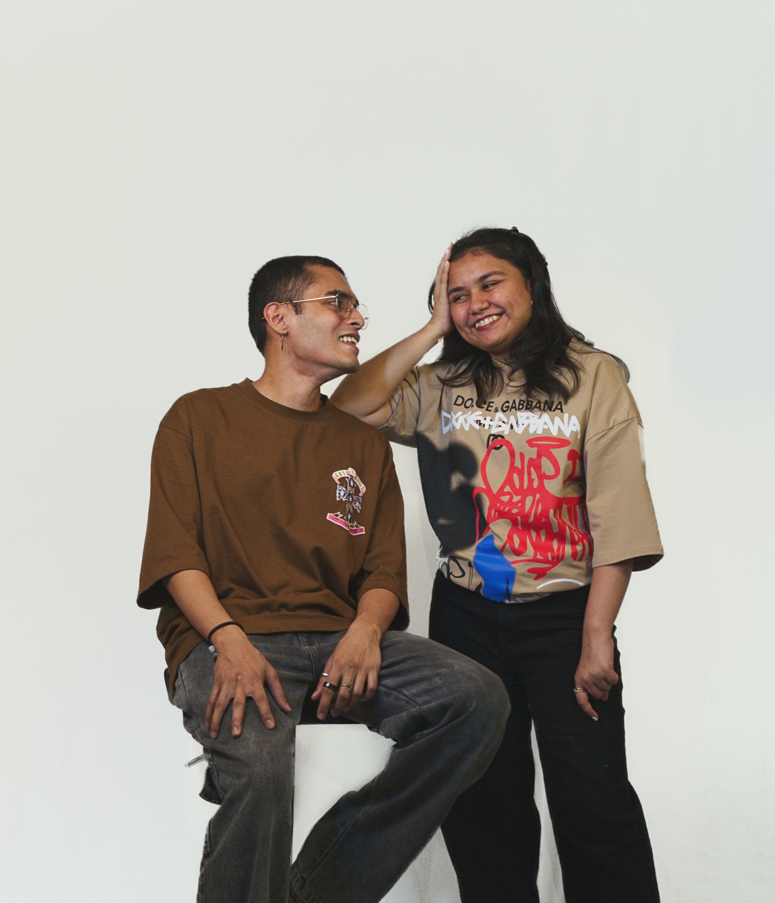 man and women smiling at each other
