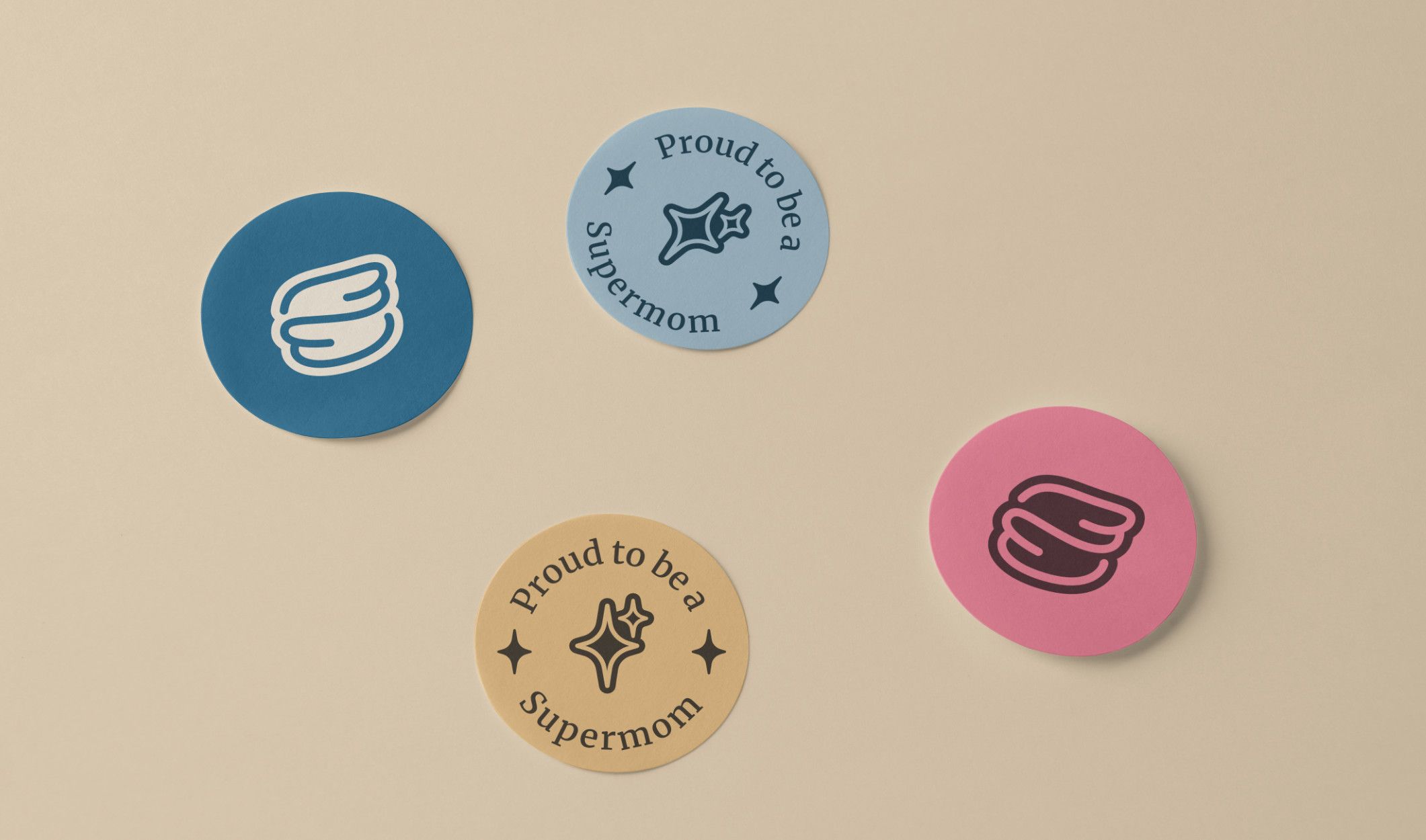 Set of round stickers for a podcast brand